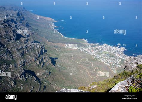 Aerial View Camps Bay And Coastline From Table Mountain Cape Town South