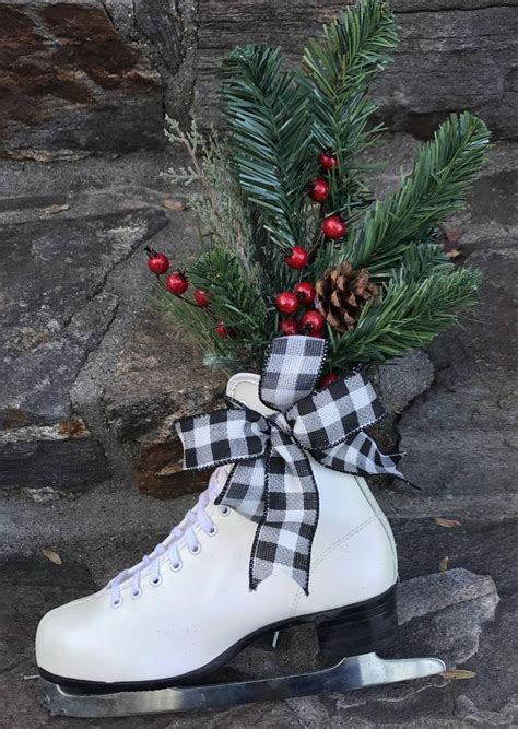 Decorated Ice Skate Ice Skate Hanging Christmas Figure Etsy Christmas Ice Skates Christmas