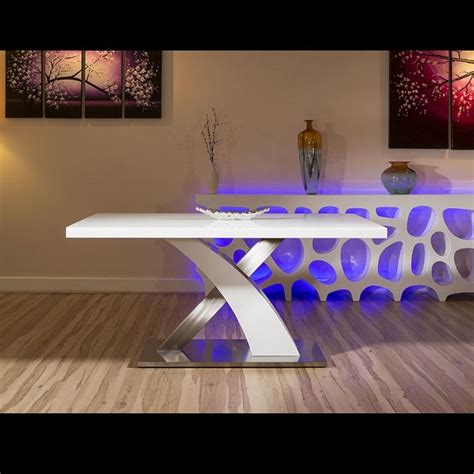 Modern Dining Table White Glass Top White Gloss X Base 1600 X 900mm White Gloss Dining Table