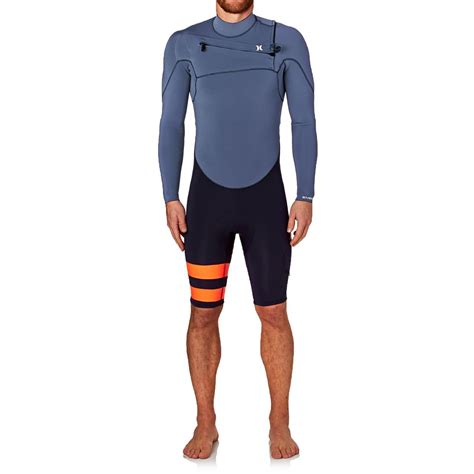 Hurley Fusion 2mm 2017 Chest Zip Long Sleeve Shorty Wetsuit Obsidian