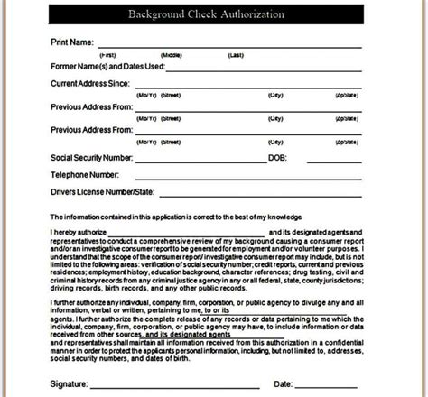 Template Background Check Authorization Form Mous Syusa