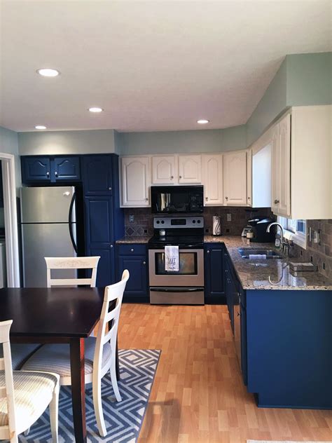 Kitchen Cabinet Makeover In Gf Custom Mixed Milk Paint Colors Blue