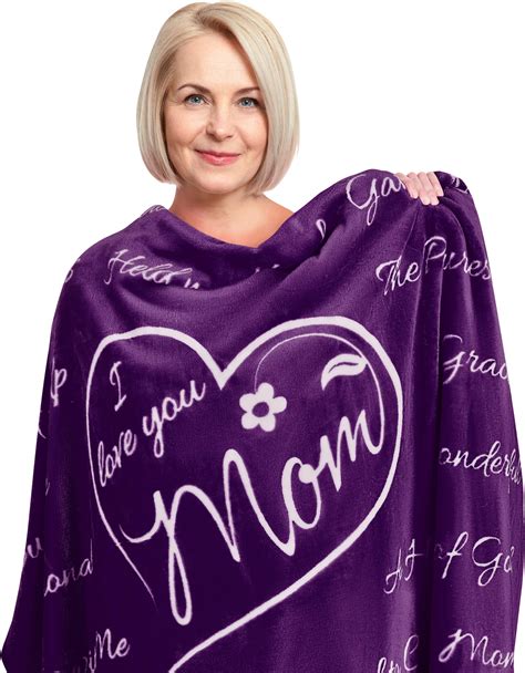 I Love You Mom Blanket By Buttertree Adult Christmas Ts For Mom Purple Throw 50 X 65