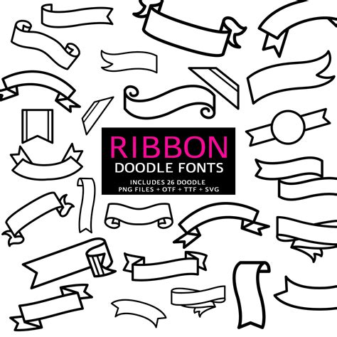 Ribbon Doodle Font Instant File Otf Or Ttf Font Download Etsy