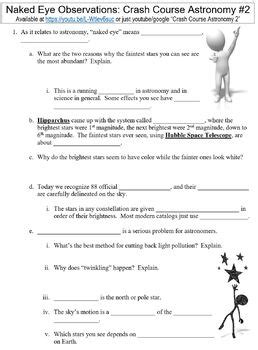 Crash Course Astronomy Naked Eye Observations Worksheet By Danis