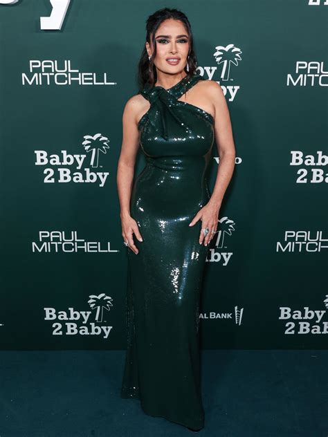 Salma Hayek Dazzles In A Sequined Green Gown At The Baby2baby Gala
