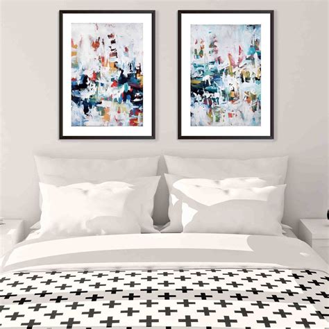 Modern Abstract Art Blue Framed Art Prints Set Of Two By Abstract House