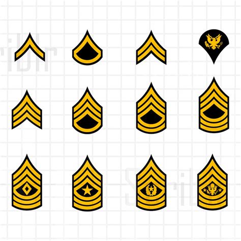 Army Enlisted Ranks Svg Vectors Etsy