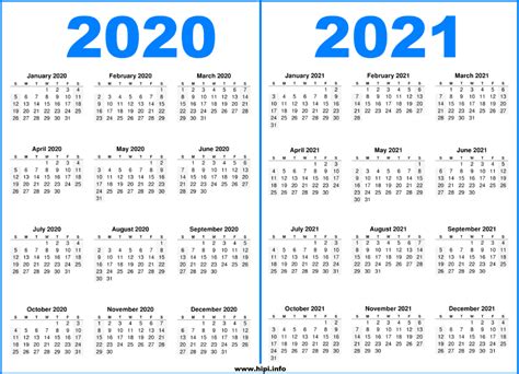 2 Year Printable Calendar 2020 And 2021 Calendars