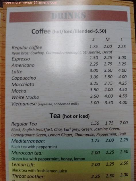 Wawa Coffee Menu Prices Beverage Offerings Coffee Lattes Smoothies