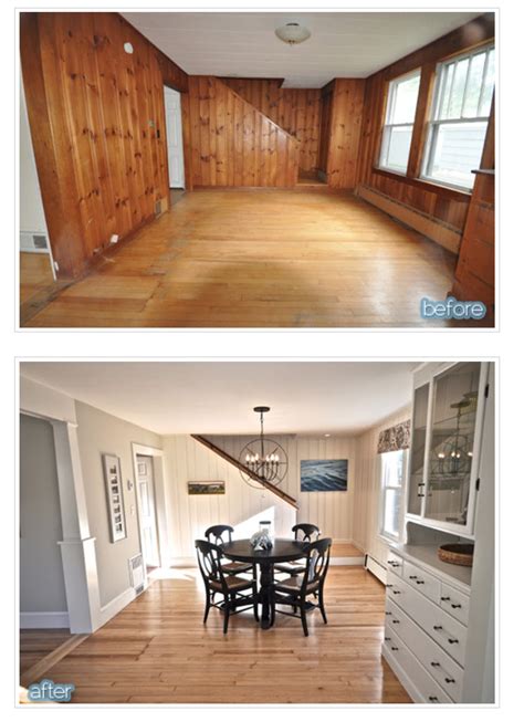 Knotty Pine Panelling Transformed By Paint Wood Paneling Makeover