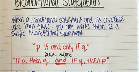 Biconditional Statements Interactive Notebook Page Mrs E Teaches Math