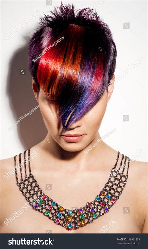 Portrait Of A Beautiful Girl With Dyed Hair Professional