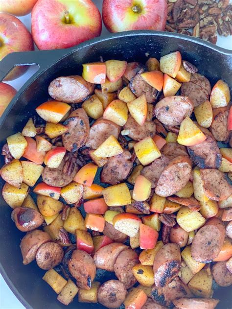 Recipe with step by step photos for chicken sausage with apple slaw. Apple and Chicken Sausage Skillet | Recipe | Chicken apple sausage, Chicken sausage, Whole 30 ...