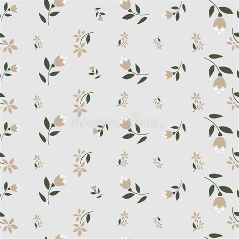 Folk Flowers Seamless Repeating Background Pink An Beige Small Florals