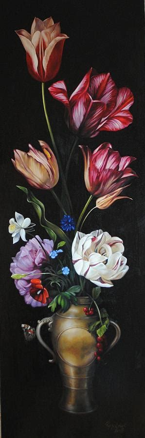 The Painting Dutch Still Life With Flowers Painting By Lesya Rygorchuk
