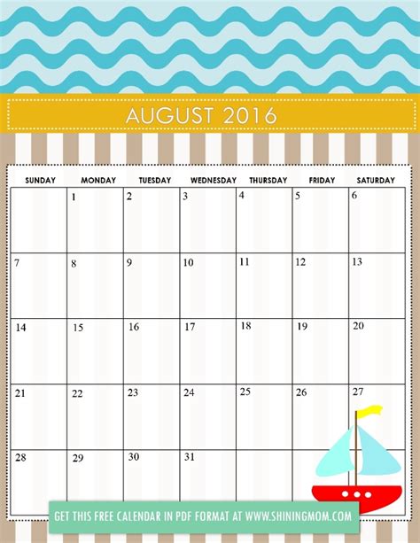 Free Printable Cute 2016 Calendars By Shining Mom