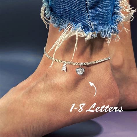 Personalized Sparkle Initial Anklet Custom Name Anklet Etsy Uk