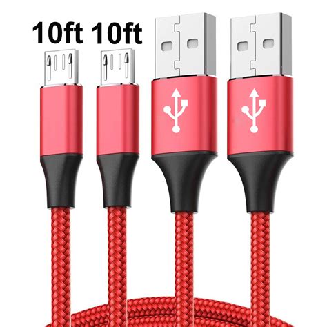 2pack 10ft Micro Usb Cable Xuduo Extra Long Android Charger Cable