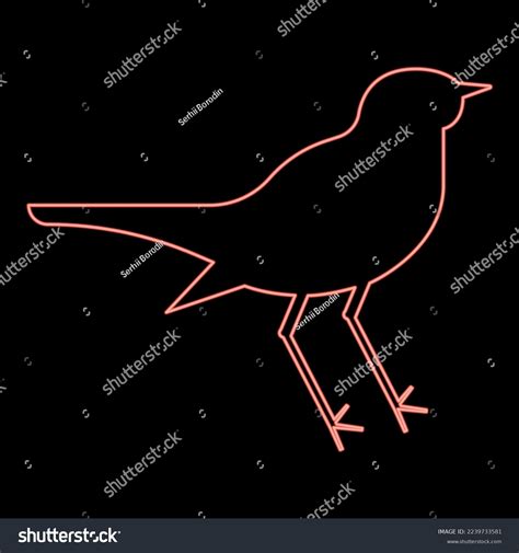Neon Nightingale Luscinia Bird Silhouette Icon Stock Vector Royalty