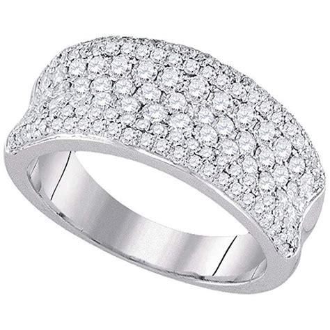 Amazon Com K White Gold Diamond Wedding Band Anniversary Ring Wide Round Pave Set Womens
