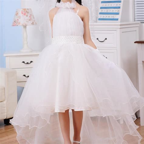 2018 Brand New Halter Design Princess Flower Girl Dress White Vestidos