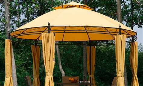 The best, most durable and strongest material is metal, preferably galvanized or powder coated. Outsunny Round Gazebo Pavilion | Groupon Goods