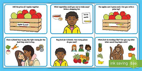 fruit and vegetable shop role play challenge cards challenge