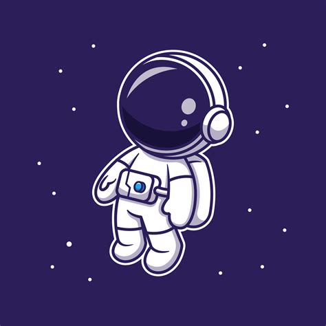 Lindo Astronauta Flotando En El Espacio Ilustración De Icono De Vector