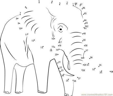 Elephant Dot To Dot Printable Worksheet Connect The Dots