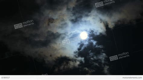 Scary Full Moon And Dark Clouds At Night 4k Stock Video Footage 6189557