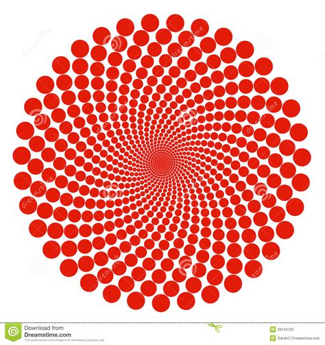 Red Dot Spiral Abstract Pattern Circles Over White