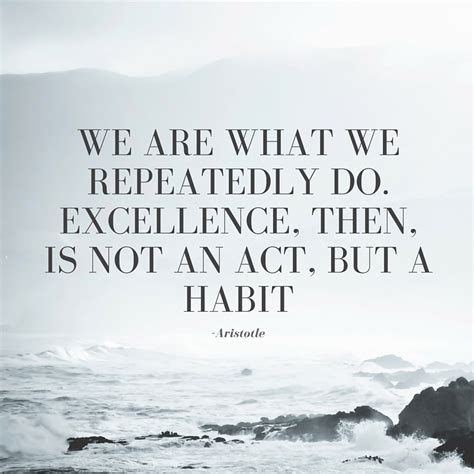 We Are What We Repeatedly Do Excellence Then Is Not An Act But A Habit