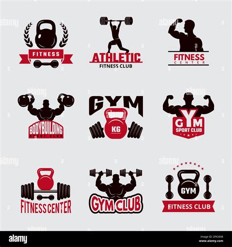 Gym Fit Badges Sport Fitness Healthcare Logo Athletic Club Emblems