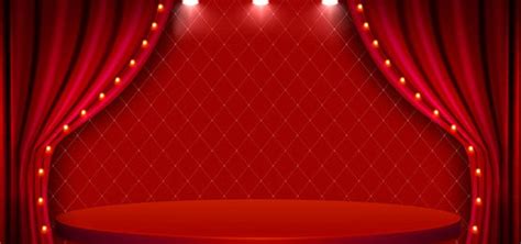 Red Curtain Stage Luxury Grand Opening With Gold Confetti And