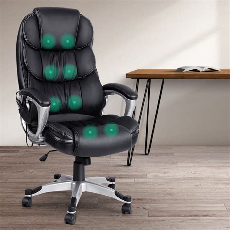 artiss 8 point heated massage office chair vibration executive computer black au