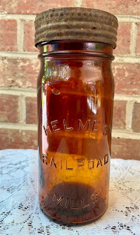 Helme S Railroad Mills Snuff Jar Amber Jar From The Early Etsy