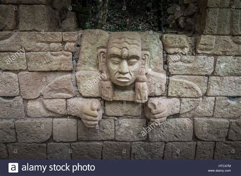 Carved Detail At Mayan Ruins Copan Archaeological Site Honduras