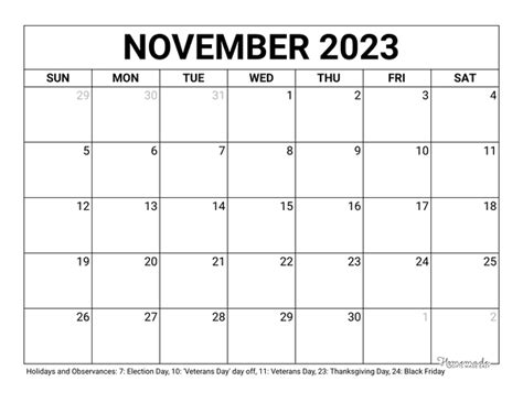 Calendar 2023 November Printable Free Get Calendar 2023 Update