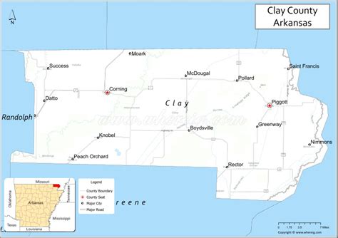 Map Of Clay County Arkansas Where Is Located Cities Population