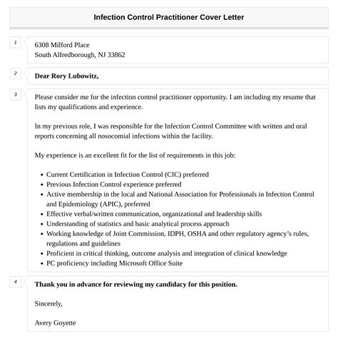 Infection Control Practitioner Cover Letter Velvet Jobs