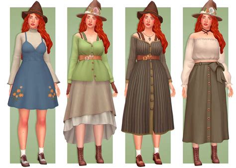 🍂 Some Looks For A Plant Witch 🍂 Sims 4 Dresses Sims 4 Mods Clothes