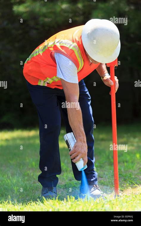 Construction Supervisor Marking Valve Location Stock Photo Alamy
