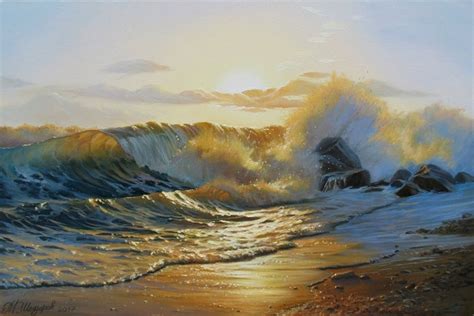 Large Seascape Oil Painting By Alexander Shenderov Ocean Art Original