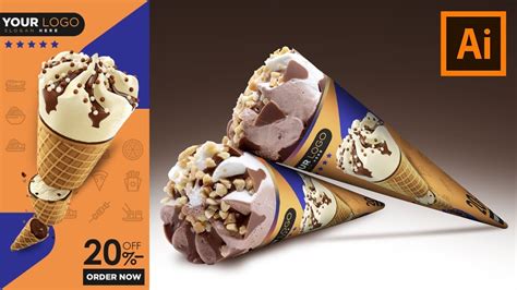 Ice Cream Banner Design In Adobe Photoshop Cc Product Packaging