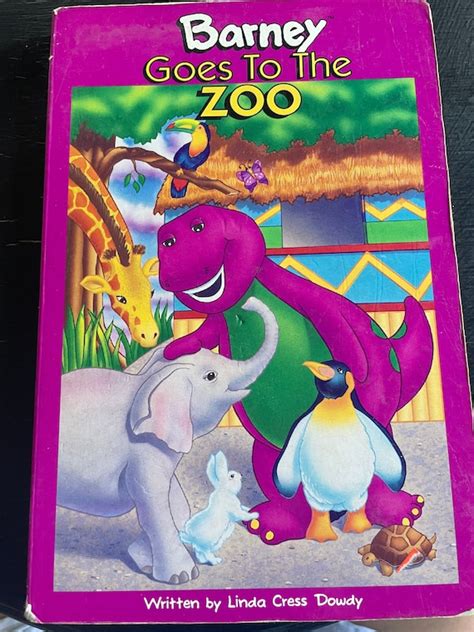 Barney Goes To The Zoo Board Book Nostalgic T Vintage Etsy
