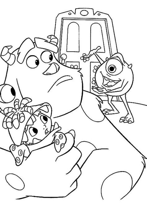 Printable coloring book makes a wonderful gift. Mike Is Showing Sulley The Door Into Monsters Inc Coloring ...