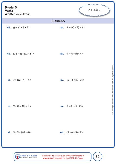 The order of operations worksheets in this section provide plenty of practice, and they gradually introduce each step in the pemdas mnemonic. Grade 5|Class 5 Order of Operation Worksheets