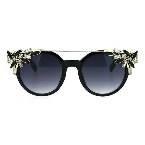 womens rhinestone jewel trim diva bling horn rim sunglasses ebay