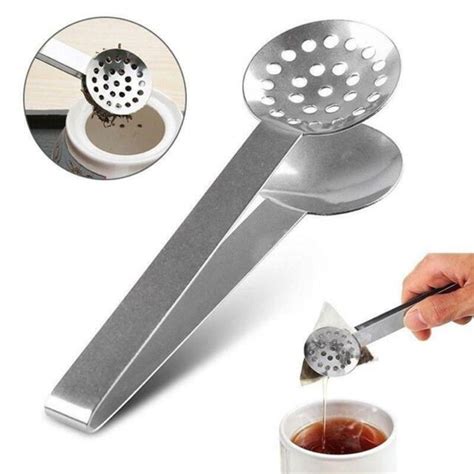 Tea Bag Tongs Teabag Squeezer Strainer Ice Cube Mini Tongs Stainless